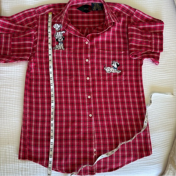 Disney 101 Dalmatians 100% Cotton Adorable Embroidered Red Flannel, Size M - Picture 8 of 9